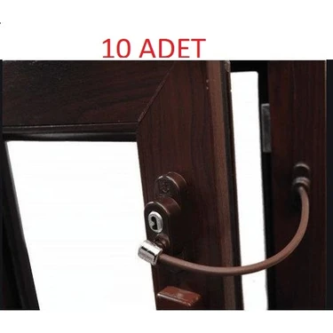Kidmix Çelik Halatlı Pvc-Pencere Çocuk Emniyet Kilidi Koyu Kahve (10