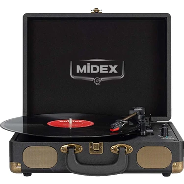 Midex Mtx101BK Nostaljik Retro Pikap Plak Çalar (Şarjlı Bluetooth Aux Hoparlörlü 3 Devir) İğne
