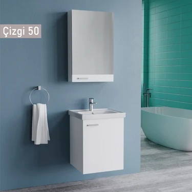 Era Çizgi 50 cm Beyaz Mdf Banyo Dolabı