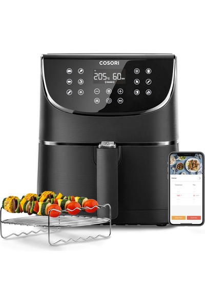 Cosori Akıllı Wifi Uygulama Kontrollü Sıcak Hava Fritözü 5.5 Litre Xxl CS158 - Şiş ve Izgara Teli Dahil