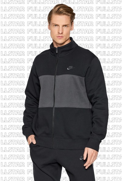 Nike Track Suit Fleece Colorblock Full Zip Şardonlu Pamuklu Kalın Eşofman Takımı Siyah