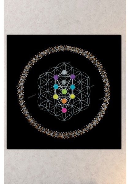 Yaşam Çiçeği Kutsal Geometri Sri Yantra Kanvas Tablo fiyatları