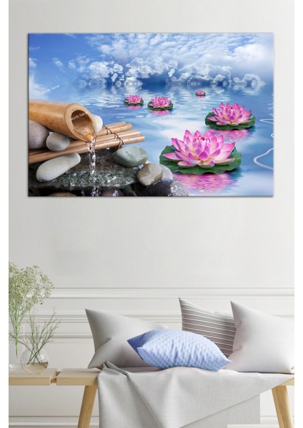 Lotus Çiçeği Ve Huzur Sıpa Otel Sauna Spor Dekoratif Kanvas Tablo