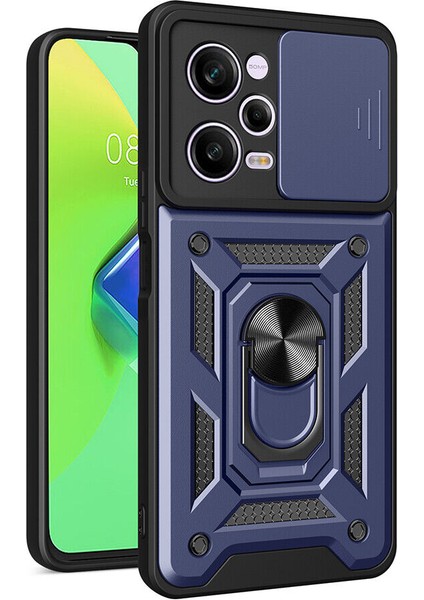 Xiaomi Poco X5 Pro Kılıf Yüzüklü Sürgülü Kamera Korumalı Pars