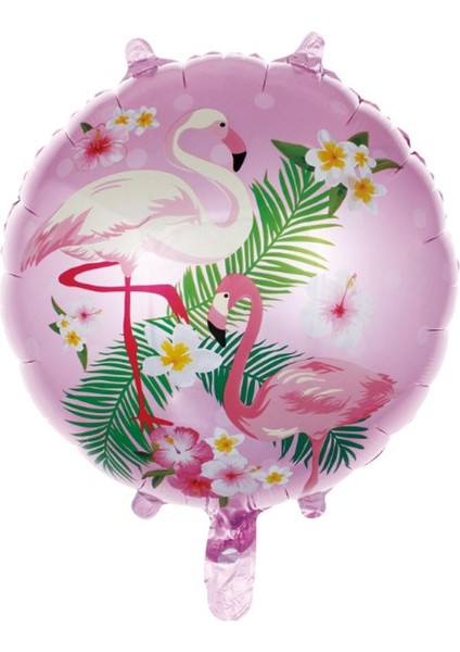 Hawaian Desenli Flamingolu Folyo Balon 45 cm Pembe Renk