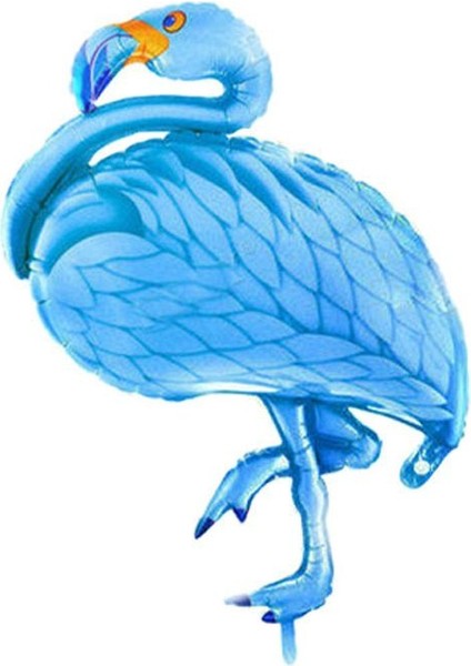 Tropical Hawaiian Supershape Ayakta Flamingo Folyo Balon 110 cm Mavi Renk