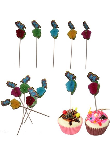 Hawaian Temalı Kelebek Meyve Süsleme ve Kokteyl Kürdan Süs 25 Adet