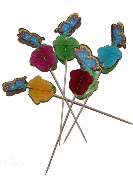 Hawaian Temalı Kelebek Meyve Süsleme ve Kokteyl Kürdan Süs 25 Adet fırsatları