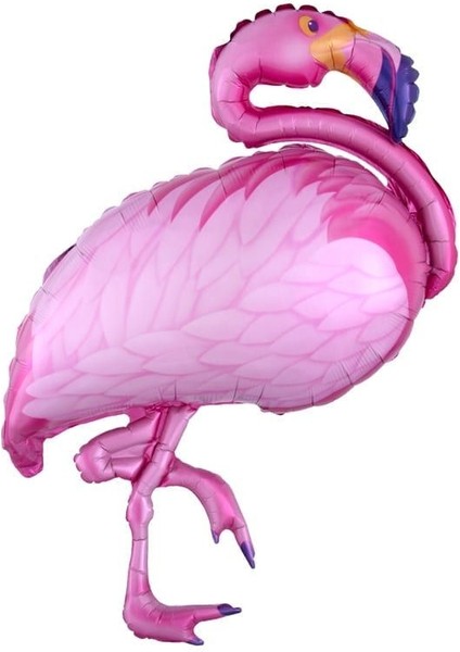 Tropical Hawaiian Supershape Ayakta Flamingo Folyo Balon 110 cm Pembe Renk