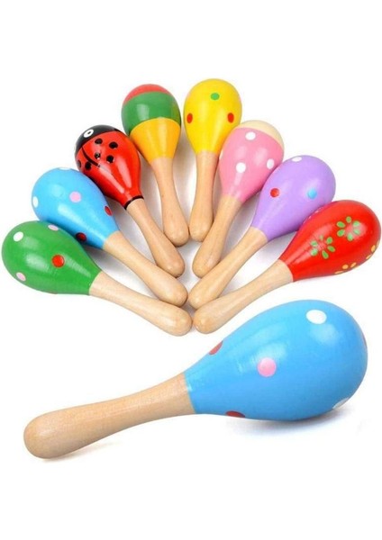 Hawaian Ahşap Marakas Müzik Aleti Farklı Desenlerde 1 Adet