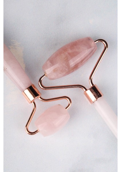 Pembe Kuvars Doğal Taş Face Roller & Mini Kalp Gua Sha İkili Yüz Masaj Seti fırsatları