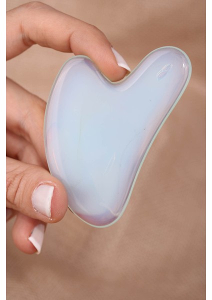Opalit Face Roller & Kalp Gua Sha Ikili Yüz Masaj Seti