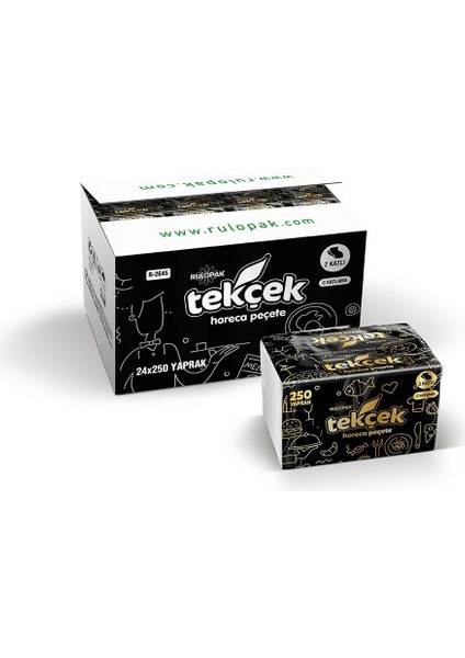 Tekçek Horeca Dispenser Peçete 2 Katlı 250 Yaprak 24'lü Paket