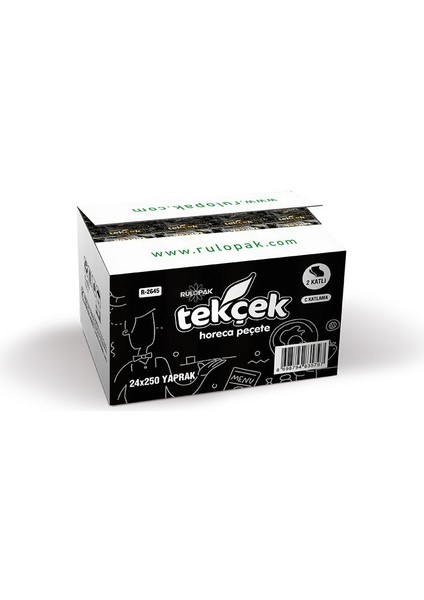 Tekçek Horeca Dispenser Peçete 2 Katlı 250 Yaprak 24'lü Paket