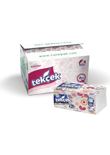 Tekçek Bi'dolu Maxi Peçete 3 Katlı 150 Yaprak 24'lü Paket modelleri