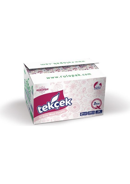 Tekçek Bi'dolu Maxi Peçete 3 Katlı 150 Yaprak 24'lü Paket fırsatları