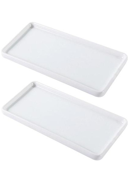 2pcs/1set Rectangle Porcelain Trays Bathroom Storage Trays Ceramic Base Sanitary Storage Pallet Food Serving Tray For Ktv Hotel.storage Trays(S) (Yurt Dışından)