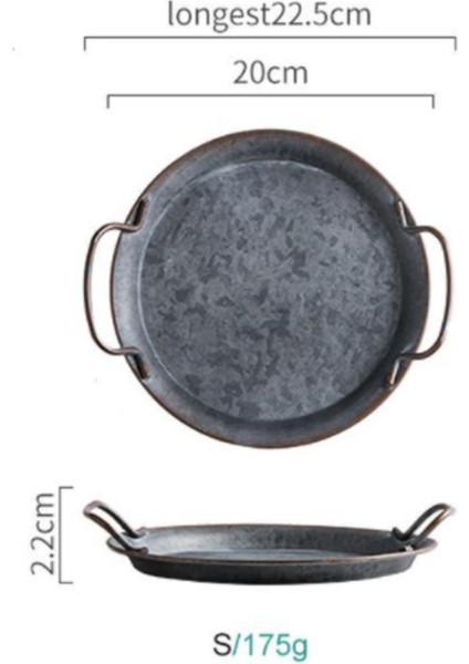 Retro Metal Plate With Handcrafted Round Wright Vintage Storage Bread Tray Home Decoration Garden Restaurant.storage Trays(S) (Yurt Dışından)