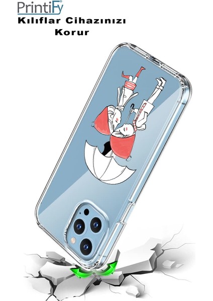 Apple iPhone 13 Pro Max Uyumlu Kapak Aşk Tasarımlı Şeffaf Silikon Kılıf