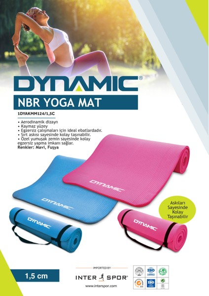 15mm NBR Yoga ve Pilates Matı Pembe