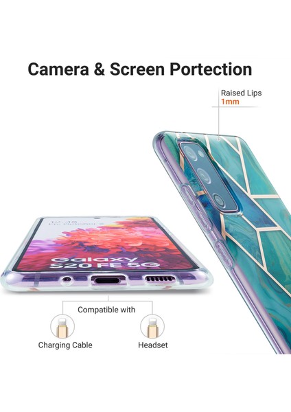 Mermer Deseni Telefon Kapağı Kılıfı Samsung Galaxy S20 Fe 4g/fe 5G/S20 LITE/S20 Fe 2022 (Yurt Dışından)