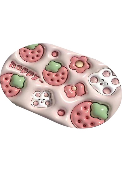 Duş Paspasları Su Emici Su Geçirmez Ergonomik Banyo Paspası Ev Lavabo Kapıları Çilek Tavşan (Yurt Dışından)