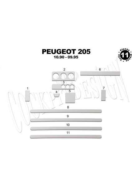 Meriç® Peugeot 205 Ön Torpido Kaplama Maun 11 Parça 1990-1995
