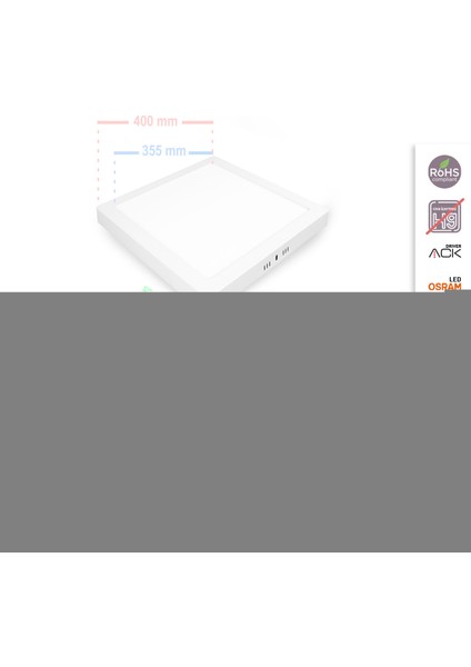 32W Sıva Üstü Kare LED Panel Armatür Beyaz Gövde 3000K Günışığı