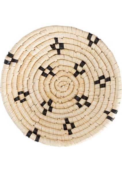 Meander Dekoratif Siyah Desenli Bambu Duvar Tabağı 30cm 8993