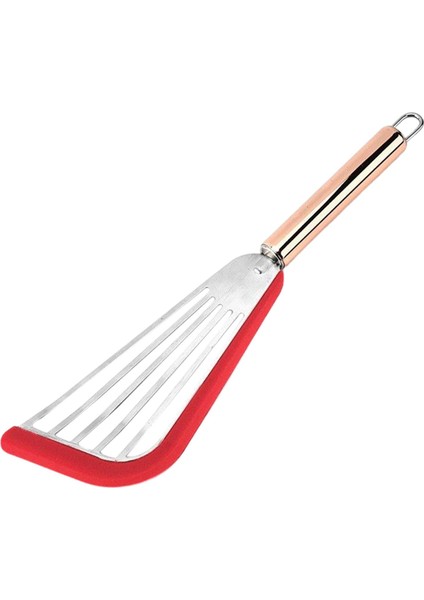 Slotted Balık Spatulas Balık Flippers Bevel Edge Kırmızı+Kaplama Sap (Yurt Dışından)
