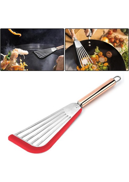 Slotted Balık Spatulas Balık Flippers Bevel Edge Kırmızı+Kaplama Sap (Yurt Dışından) fırsatları