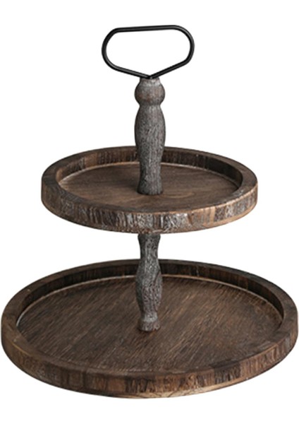 2 Katman Servis Tepsisi Şeker Depolama Sofra Takımı Mutfak Için Çok Fonksiyonlu Koyu Kahverengi (Yurt Dışından) fiyatları