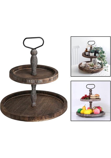 2 Katman Servis Tepsisi Şeker Depolama Sofra Takımı Mutfak Için Çok Fonksiyonlu Koyu Kahverengi (Yurt Dışından) indirimleri