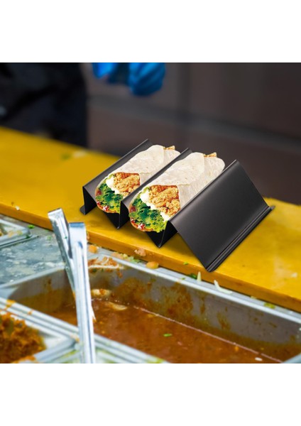 2pcs Paslanmaz Çelik Taco Tutucu Meksika Restoranı Taco Rol Roll Yiyecek Rafı Siyah Ve Gül Altın (Yurt Dışından)