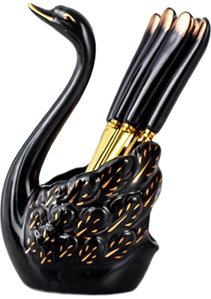 Swan Fork Holder Hediyeleri Dekoratif Lüks Çatal Seti Aile Festivali Bar Siyah (Yurt Dışından)