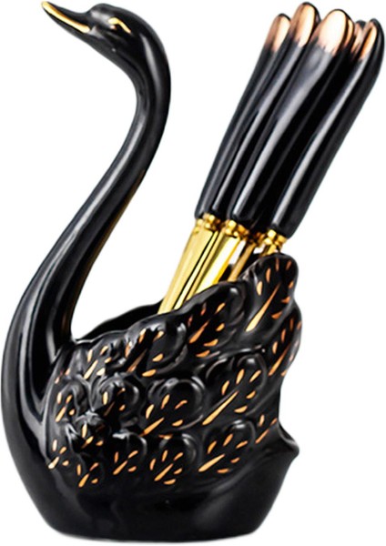 Swan Fork Holder Hediyeleri Dekoratif Lüks Çatal Seti Aile Festivali Bar Siyah (Yurt Dışından) fiyatları