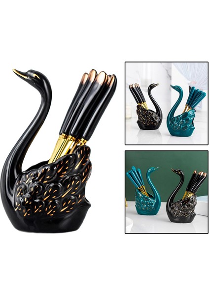 Swan Fork Holder Hediyeleri Dekoratif Lüks Çatal Seti Aile Festivali Bar Siyah (Yurt Dışından) fırsatları