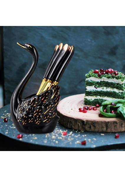 Swan Fork Holder Hediyeleri Dekoratif Lüks Çatal Seti Aile Festivali Bar Siyah (Yurt Dışından) indirimleri