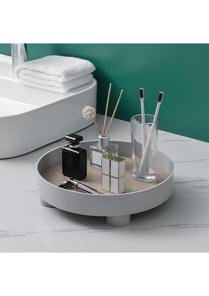 Yuvarlak Banyo Tepsileri, Tezgah Depolama Makyaj Tepsisi, Parfüm, Kozmetik, Mücevher, Makyaj, Banyo, Yatak Odası, Organizatör Için Ev Sağlam Tutucu, Gri (Yurt Dışından) modelleri