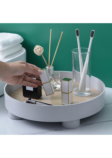 Yuvarlak Banyo Tepsileri, Tezgah Depolama Makyaj Tepsisi, Parfüm, Kozmetik, Mücevher, Makyaj, Banyo, Yatak Odası, Organizatör Için Ev Sağlam Tutucu, Gri (Yurt Dışından) fırsatları
