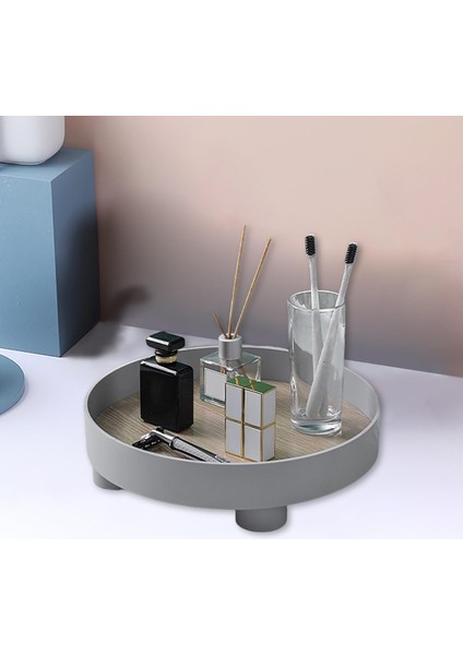 Yuvarlak Banyo Tepsileri, Tezgah Depolama Makyaj Tepsisi, Parfüm, Kozmetik, Mücevher, Makyaj, Banyo, Yatak Odası, Organizatör Için Ev Sağlam Tutucu, Gri (Yurt Dışından) indirimleri