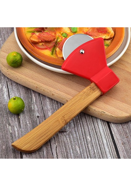 Pizza Kesici Tekerlek Rahat Kavrama Pizza Dilimer Pizza Tekerleği Krep Için Kırmızı (Yurt Dışından) indirimleri