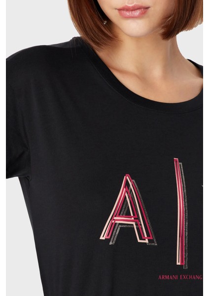 Logolu Pamuklu Jarse Boyfriend Fit Bisiklet Yaka T Shirt Bayan T Shirt 3rytej YJ16Z 1200 modelleri