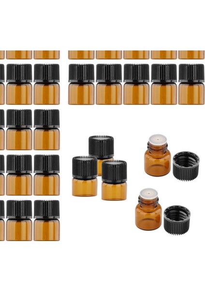 50x Amber Mini Cam Şişe Sızdırmaz Boş Istıcı Yağ Için Dolaşabilir Proılıllebülü Çalışması 1ml (Yurt Dışından)