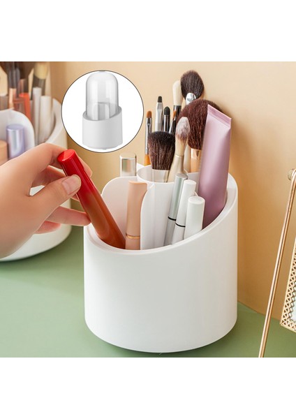360 Derece Dönen Makyaj Fırçası Tutucu Rujlar Kozmetik Fırçalar Dekor Beyaz Kapak (Yurt Dışından) modelleri