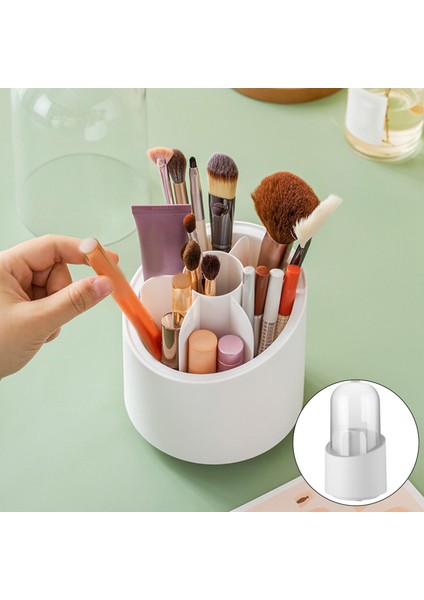 360 Derece Dönen Makyaj Fırçası Tutucu Rujlar Kozmetik Fırçalar Dekor Beyaz Kapak (Yurt Dışından) fırsatları