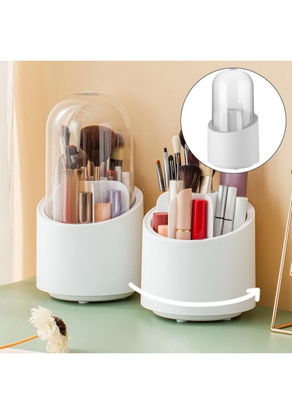360 Derece Dönen Makyaj Fırçası Tutucu Rujlar Kozmetik Fırçalar Dekor Beyaz Kapak (Yurt Dışından) indirimleri