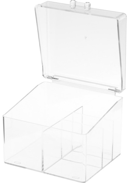 Güzellik Pamuklu Ped Saklama Kutusu Banyo Dolap Pamuk Topları Için Organizatör 4 Bölmeler (Yurt Dışından)