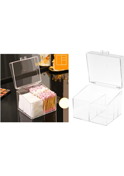 Güzellik Pamuklu Ped Saklama Kutusu Banyo Dolap Pamuk Topları Için Organizatör 4 Bölmeler (Yurt Dışından) indirimleri