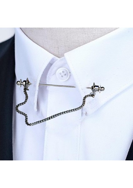 Moda Erkekler Yaka Bar Pimi Zincir Iş Düğün Rozetleri 70mm Hediyeler Siyah (Yurt Dışından)